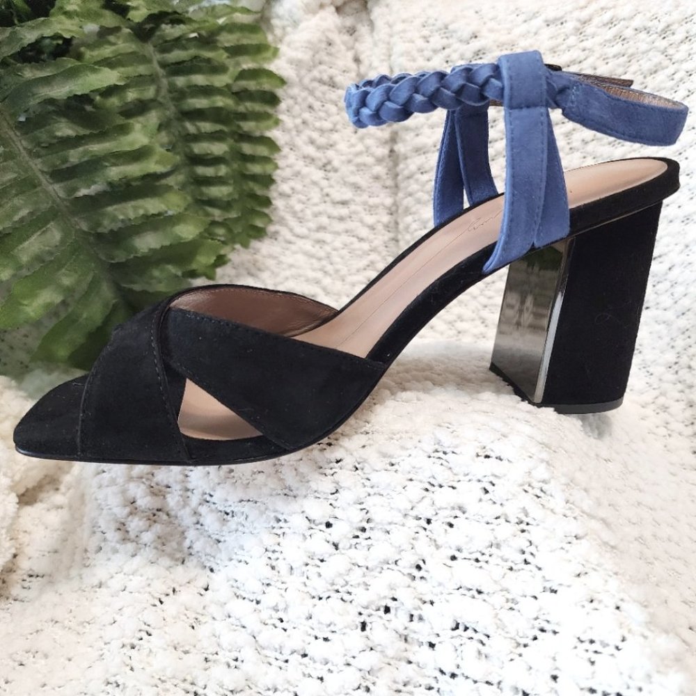 Lola Cruz 422Z30BK Dress Sandals, Women's Size 10, Black with Blue Strap, NIB